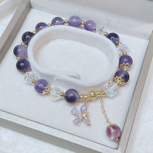Amethyst Crystal Butterfly Charm Bracelet Amethyst Crystal Butterfly Charm Bracelet