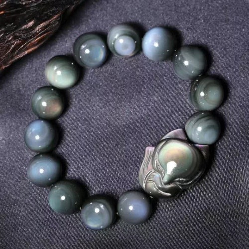 Rainbow Obsidian Fox Healing Bracelet