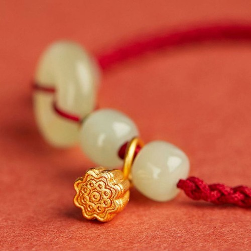 Peace Buckle Jade Lotus Happiness Wealth Bracelet