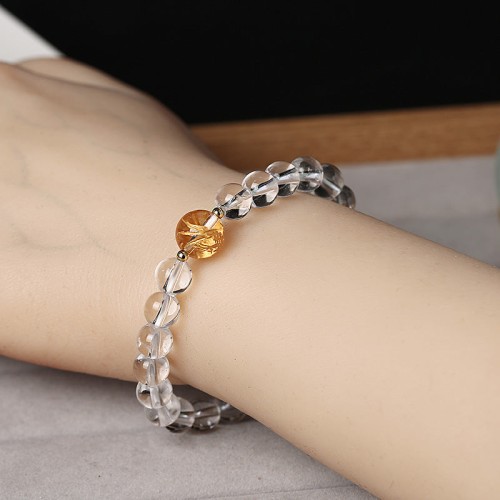 Black Obsidian White Crystal Dragon Strength Bracelet Black Obsidian White Crystal Dragon Strength Bracelet