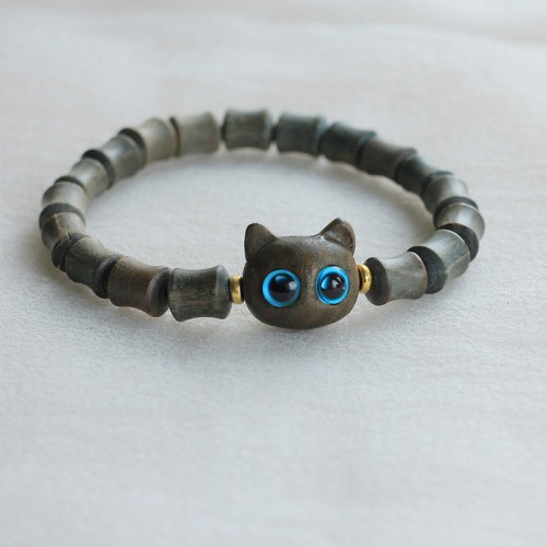 Ebony Wood Sandalwood Cat Peace Bracelet Ebony Wood Sandalwood Cat Peace Bracelet