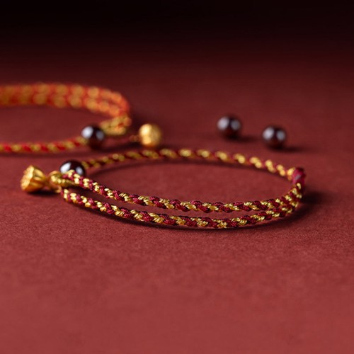 Red Gold Rope Lotus Peace Bracelet Red Gold Rope Lotus Peace Bracelet