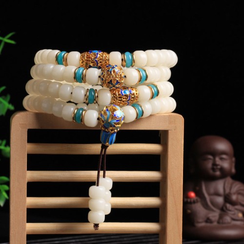 White Bodhi Seed 108 Beads Wealth Bracelet White Bodhi Seed 108 Beads Wealth Bracelet