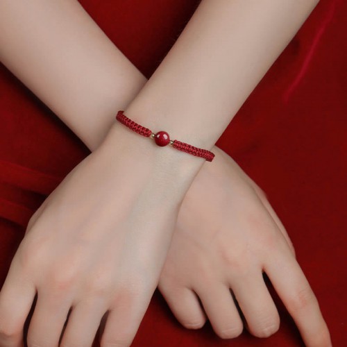 Lucky Cinnabar Bead Red String Bracelet