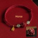 Cinnabar Chinese Zodiac Hetian Jade Bracelet