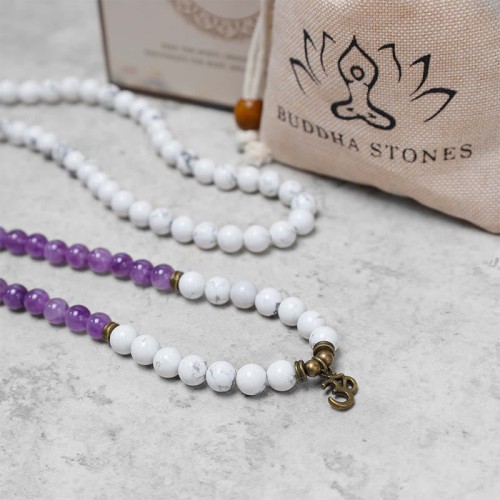 108 Mala Beads Amethyst White Turquoise Healing Bracelet 108 Mala Beads Amethyst White Turquoise Healing Bracelet