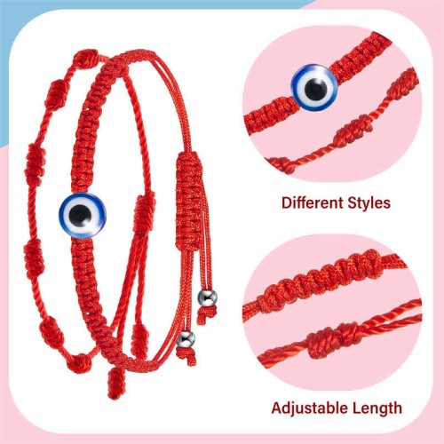 Evil Eye Seven Knot Red String Protection Bracelet Evil Eye Seven Knot Red String Protection Bracelet