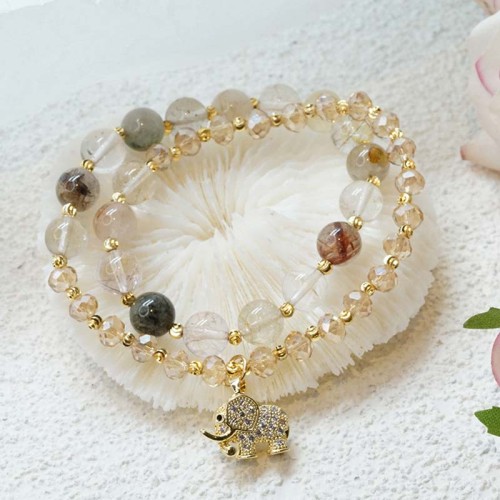 Rose Quartz Elephant Healing Charm Bracelet Rose Quartz Elephant Healing Charm Bracelet