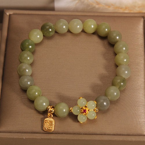 Green Jade Fu Character Luck Bracelet Green Jade Fu Character Luck Bracelet