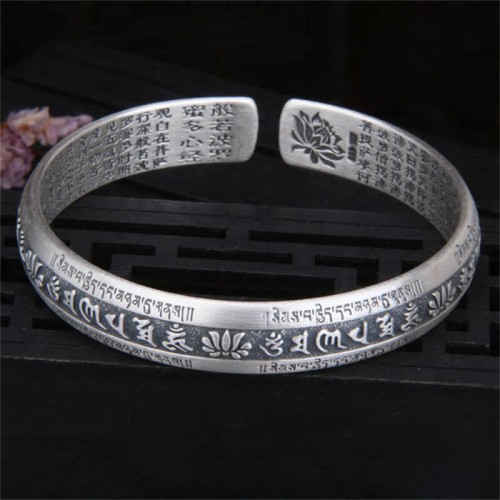 999 Sterling Silver Om Mani Padme Hum Lotus Peace Bracelet 999 Sterling Silver Om Mani Padme Hum Lotus Peace Bracelet