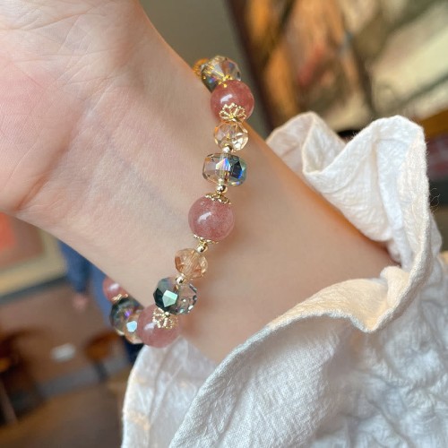 Strawberry Quartz Colorful Crystal Positive Bracelet Strawberry Quartz Colorful Crystal Positive Bracelet
