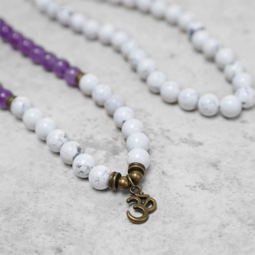 108 Mala Beads Amethyst White Turquoise Healing Bracelet 108 Mala Beads Amethyst White Turquoise Healing Bracelet