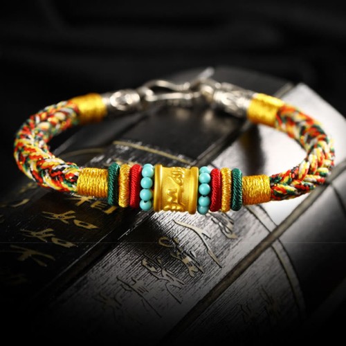 Tibet Gold Om Mani Padme Hum Eight Thread Bracelet