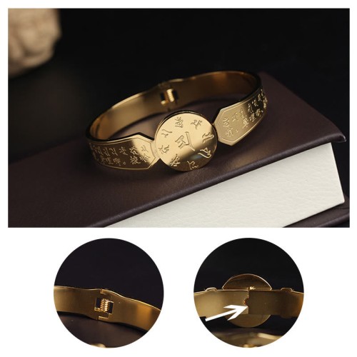 Yin Yang Lotus Om Mani Padme Hum Titanium Steel Bracelet Yin Yang Lotus Om Mani Padme Hum Titanium Steel Bracelet