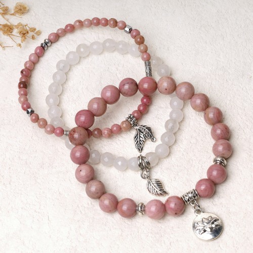 3PCS Natural Quartz Crystal Lotus Healing Bracelet 3PCS Natural Quartz Crystal Lotus Healing Bracelet