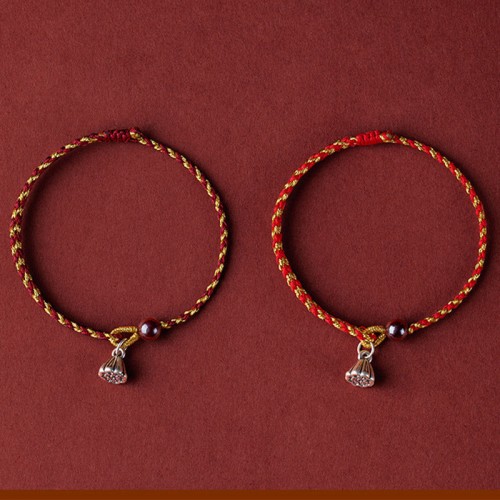 Red Gold Rope Lotus Peace Bracelet Red Gold Rope Lotus Peace Bracelet