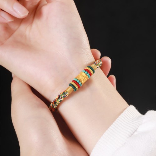 Tibet Gold Om Mani Padme Hum Eight Thread Bracelet