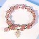 Strawberry Quartz Maple Leaf Charm Double Wrap Bracelet Strawberry Quartz Maple Leaf Charm Double Wrap Bracelet
