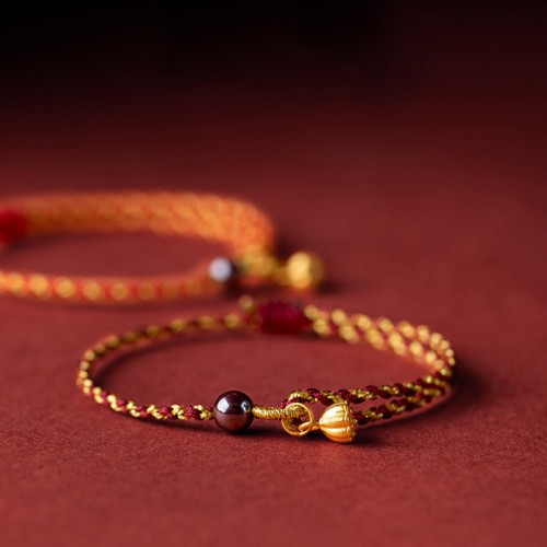 Red Gold Rope Lotus Peace Bracelet Red Gold Rope Lotus Peace Bracelet