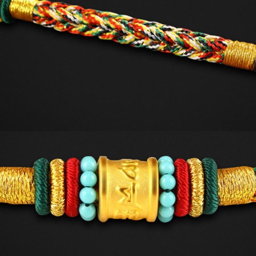 Tibet Gold Om Mani Padme Hum Eight Thread Bracelet