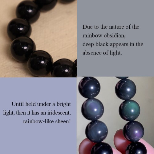 Black & Rainbow Obsidian Gourd Blessing Bracelet Black & Rainbow Obsidian Gourd Blessing Bracelet