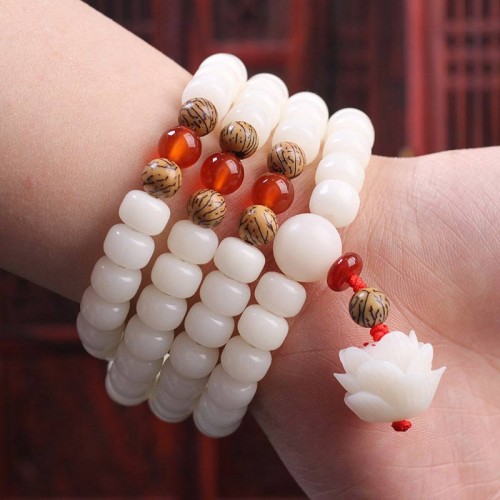 Tibetan Mala White Bodhi Seed Peace Bracelet