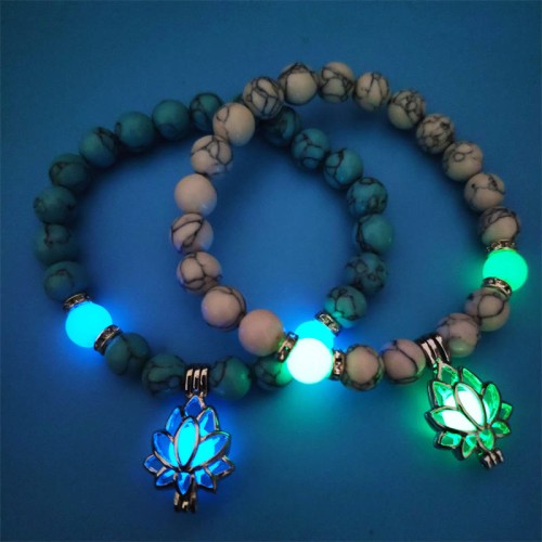 Turquoise Glowstone Lotus Protection Bracelet Turquoise Glowstone Lotus Protection Bracelet