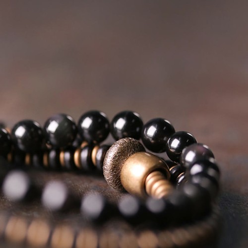 Rainbow Obsidian Ebony Copper Healing Bracelet Rainbow Obsidian Ebony Copper Healing Bracelet