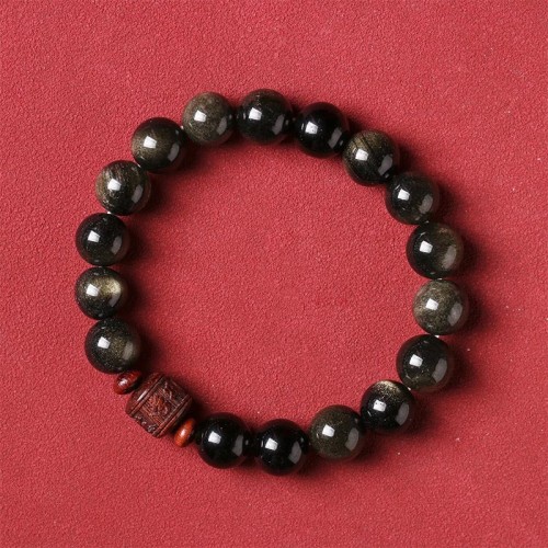Gold Sheen Obsidian Om Mani Padme Hum Bracelet Gold Sheen Obsidian Om Mani Padme Hum Bracelet