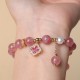 Strawberry Quartz Pearl Four Leaf Clover Bracelet