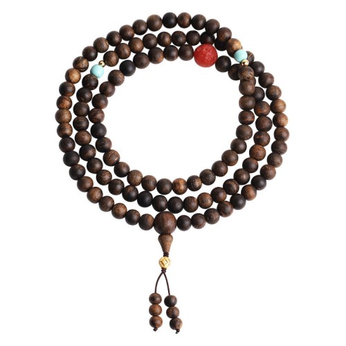 108 Mala Beads Agarwood Red Agate Turquoise Peace Bracelet 108 Mala Beads Agarwood Red Agate Turquoise Peace Bracelet