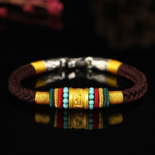 Tibet Gold Om Mani Padme Hum Eight Thread Bracelet