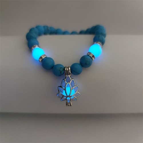 Turquoise Glowstone Lotus Protection Bracelet Turquoise Glowstone Lotus Protection Bracelet