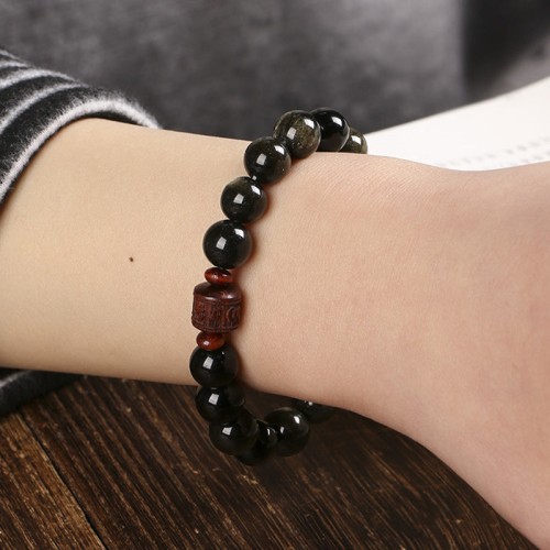 Gold Sheen Obsidian Om Mani Padme Hum Bracelet Gold Sheen Obsidian Om Mani Padme Hum Bracelet