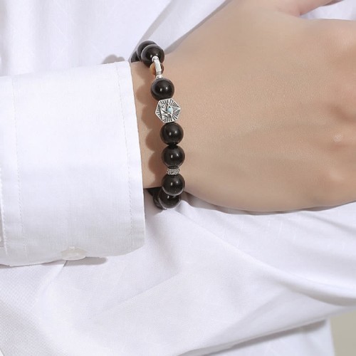925 Silver Black Obsidian Eye of Providence Bracelet 925 Silver Black Obsidian Eye of Providence Bracelet