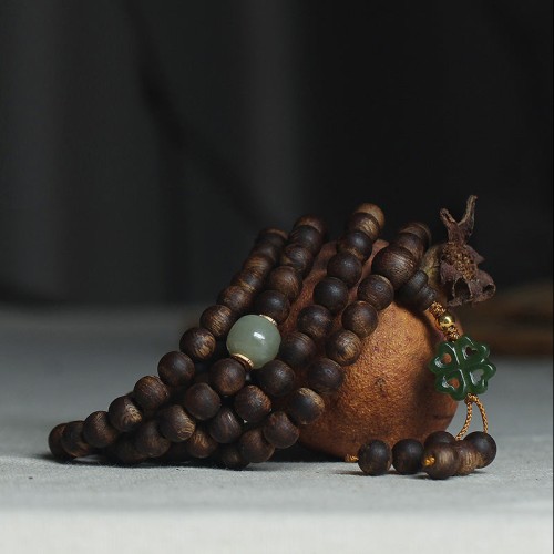 108 Mala Beads Agarwood Jade 999 Gold Peace Bracelet 108 Mala Beads Agarwood Jade 999 Gold Peace Bracelet