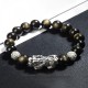 Sterling Silver Gold Sheen Obsidian PiXiu Bracelet