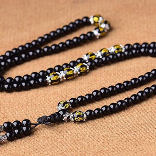 Black Obsidian Six True Words Protection Bracelet Black Obsidian Six True Words Protection Bracelet