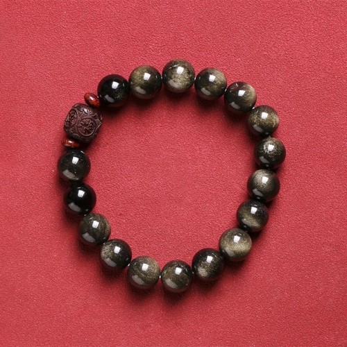 Gold Sheen Obsidian Om Mani Padme Hum Bracelet Gold Sheen Obsidian Om Mani Padme Hum Bracelet