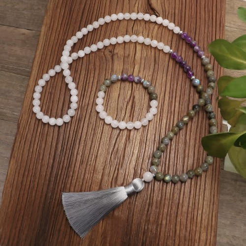 108 Beads White Agate Amethyst Protection Bracelet 108 Beads White Agate Amethyst Protection Bracelet