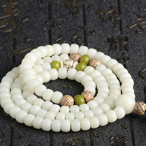 White Jade Bodhi Lotus Mala Necklace Bracelet White Jade Bodhi Lotus Mala Necklace Bracelet