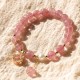 Strawberry Quartz Pearl Four Leaf Clover Bracelet