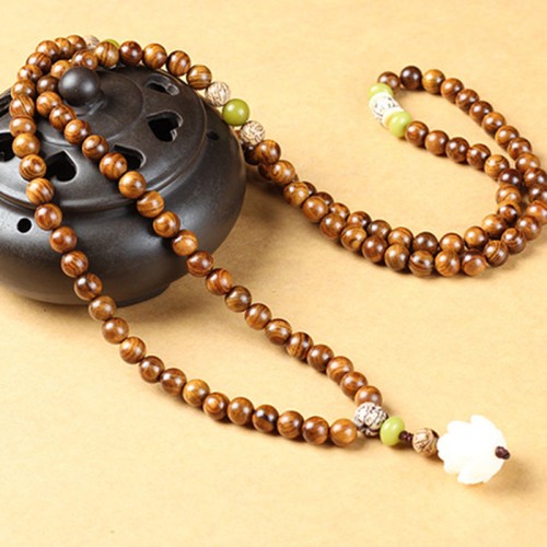 Tibetan Rosewood Lotus Mala Protection Necklace Bracelet
