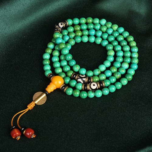 Tibetan Turquoise Mala Balance Necklace Tibetan Turquoise Mala Balance Necklace