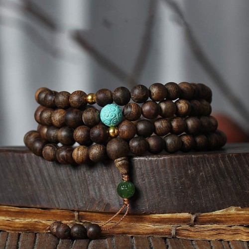 108 Mala Beads Agarwood Turquoise Meditation Bracelet 108 Mala Beads Agarwood Turquoise Meditation Bracelet