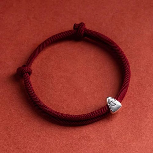925 Silver Fu Character Blessing Braided Bracelet 925 Silver Fu Character Blessing Braided Bracelet