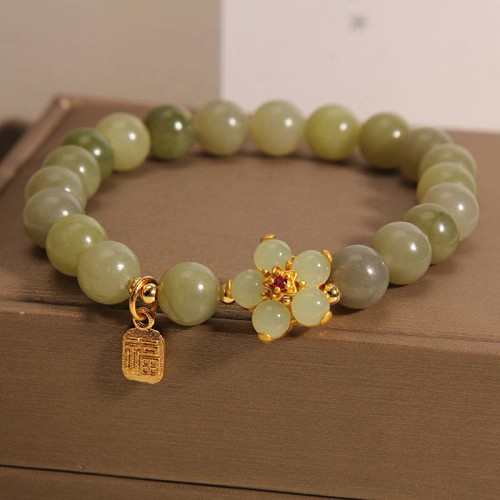 Green Jade Fu Character Luck Bracelet Green Jade Fu Character Luck Bracelet