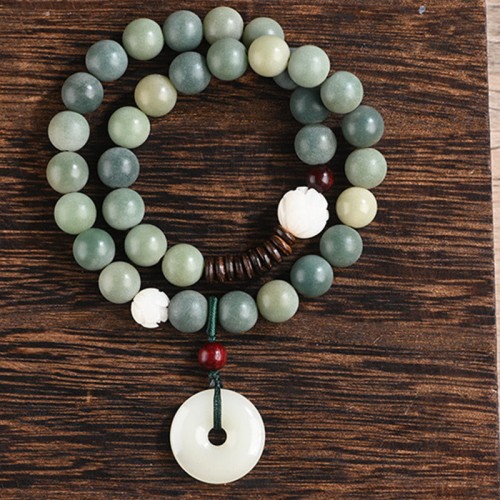 Cyan Bodhi Seed Lotus Jade Peace Buckle Wisdom Bracelet Cyan Bodhi Seed Lotus Jade Peace Buckle Wisdom Bracelet