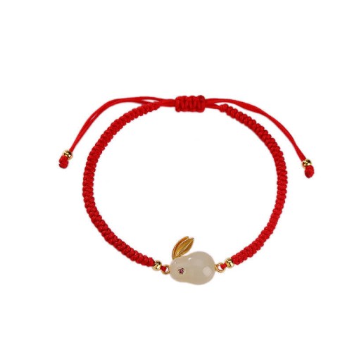 925 Silver Rabbit Hetian White Jade Luck Bracelet 925 Silver Rabbit Hetian White Jade Luck Bracelet