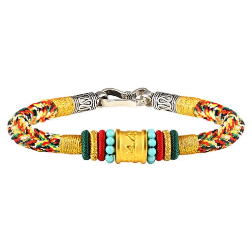 Tibet Gold Om Mani Padme Hum Eight Thread Bracelet